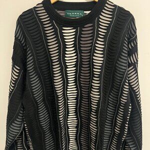 Vintage TUNDRA Black / White 90s Style Pullover Sweater sz LARGE L